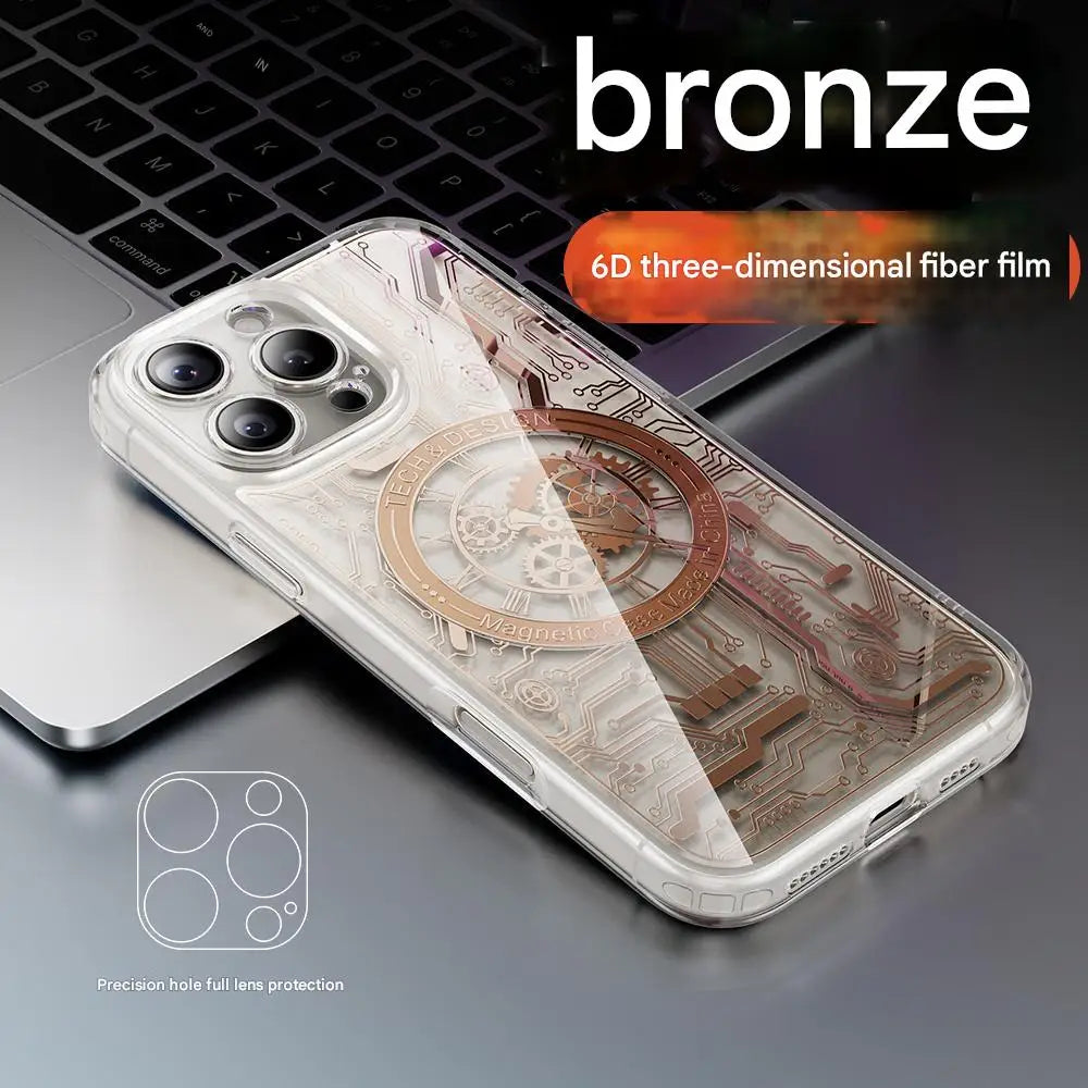 3D Modern Circuit Cyberpunk Magnetic Case for iPhone 16 Pro Max 15 14 Plus 13 12 Cover Military Grade Protection For Magsafe