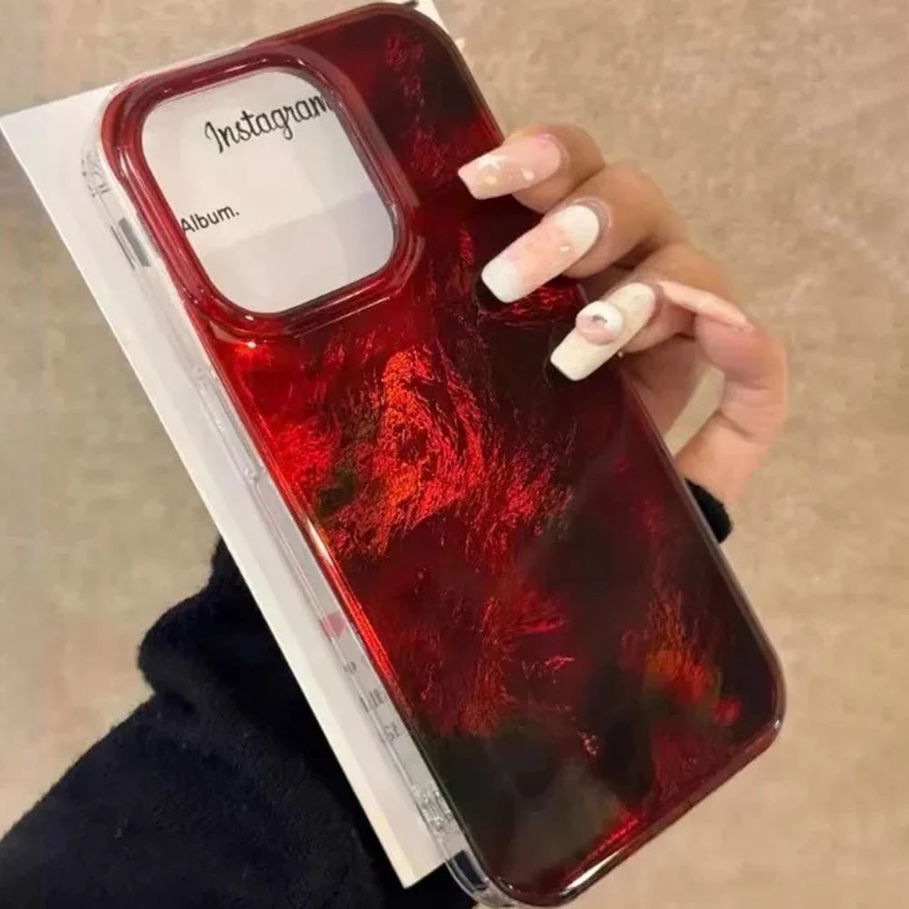 Amber Black Brown Blend Phone Case For iPhone 16 15 14 13 12 11 Mini Pro Max X XR XSMax 8 Plus Glacier Pattern Shockproof Cover