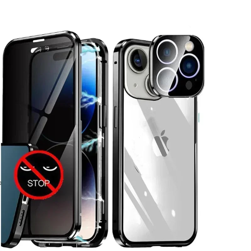 Privacy Glass Metal Frame Case for iPhone 16 Pro Max | PhonelyHub