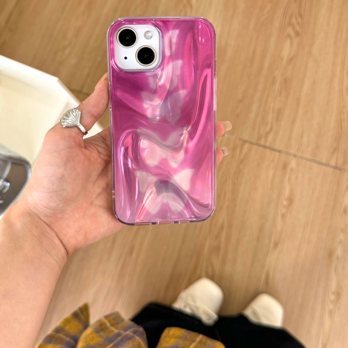 Pink Butterfly Ripple Case for iPhone 16/15/14 – PhonelyHub
