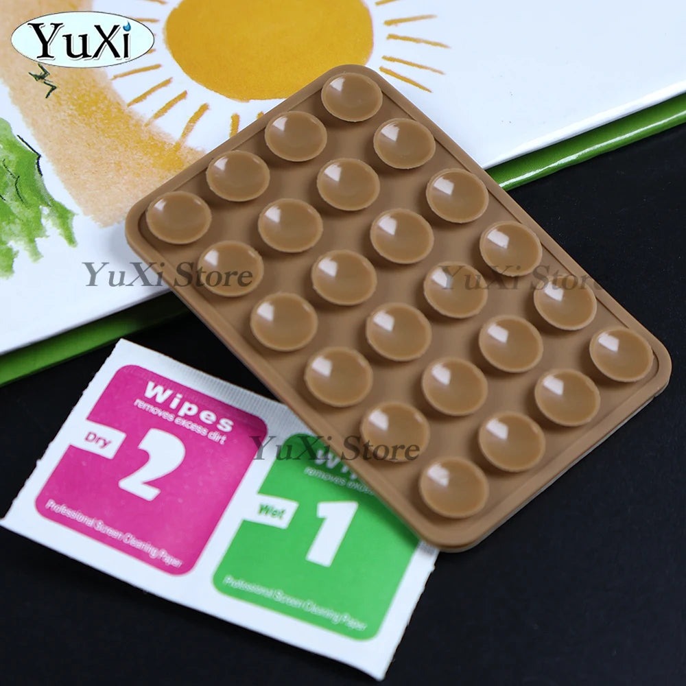 Double Side Silicone Suction Pad With Dry Wet Cleaning Wipes For Mobile Phone Fixture Suction Cup Rubber Sucker Pad For Fixing