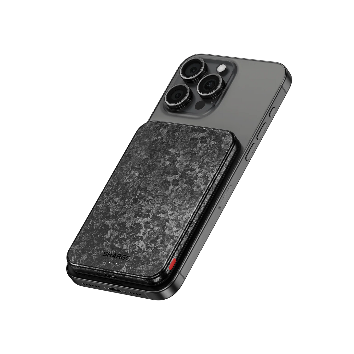SHARGE CarbonMag Magsafe Power Bank Slim Magnetic Portable Charger 5000mAh Carbon Fiber PD 20W Fast Charging for iPhone 16 Pro