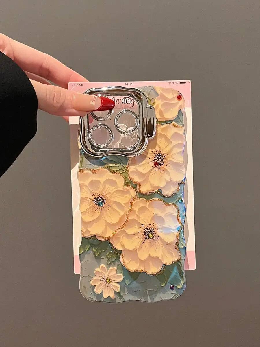 Luxury Floral Chain iPhone Case – Elegant Art Cover for iPhone 11–16 – PhonelyHub