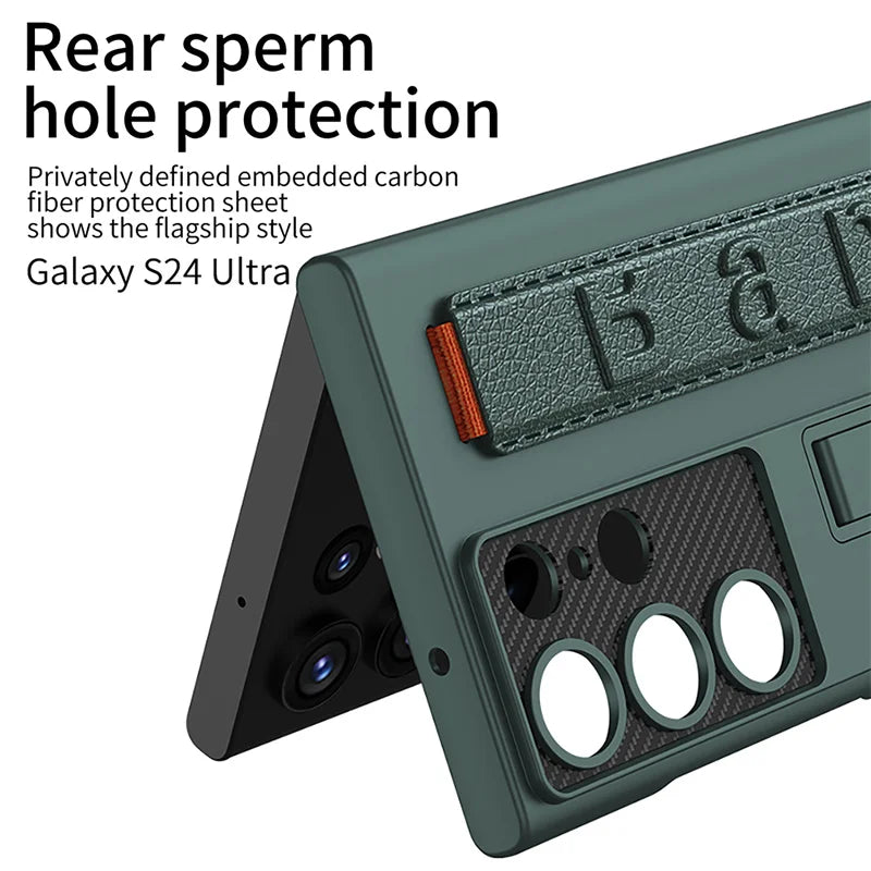 Luxury Wristband Holder Phone Case For Samsung Galaxy S23 S24 S22 S25 Ultra Ultra-thin Matte Shock-Absorbing Protective Case