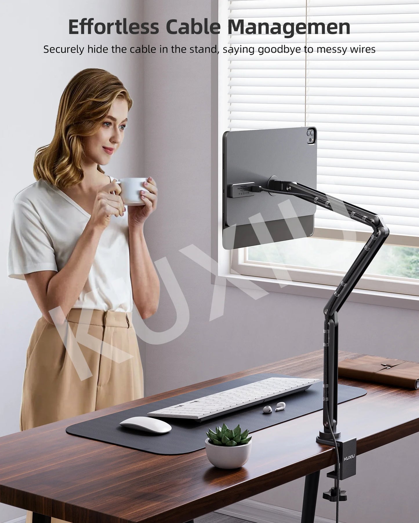 KUXIU Magnetic Charger Holder For iPad Air 11/13 M2(2024),iPad Pro 11 inch 2nd/3rd, 12.9inch 3rd/4th/5th,360 Adjustab Desk Stand