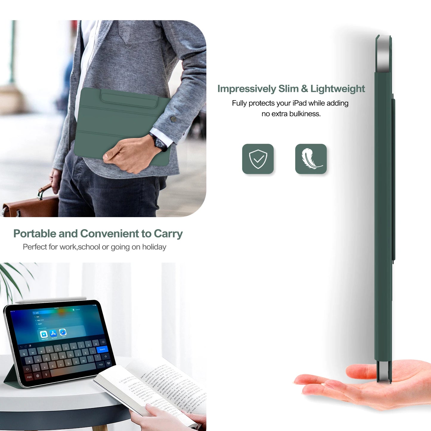 ZOYU for iPad 10 10.9 2022 Pro 11 12.9 inch Magnetic Case, For iPad Air4/5 10.9 Mini 6 8.3 inch with Magnetic detachable Cover