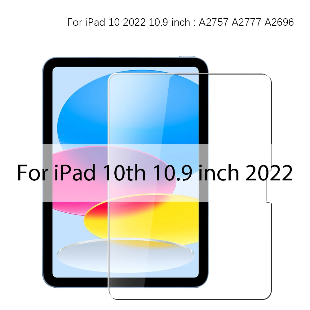 Tempered Glass For iPad Pro 12.9 12 9 11 10th 9th Generation Screen Protector For ipad Air 4 5 Mini 6 6th 7th 8th Gen 10.2 Film