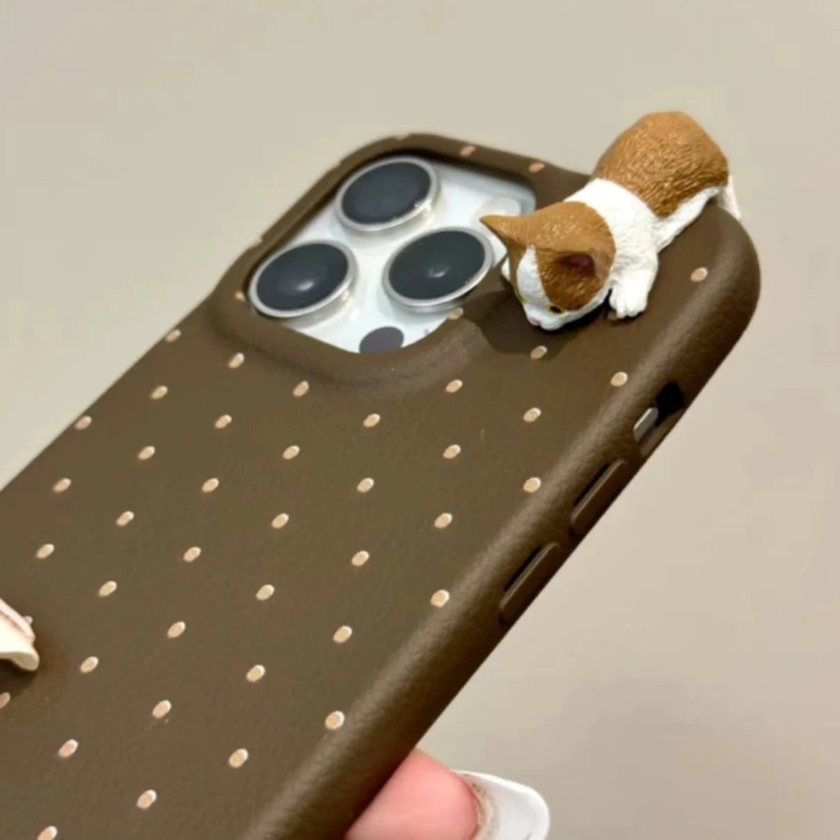 Cat Doll Leather Case for iPhone 16-11 – Cute Girls Style | PhonelyHub