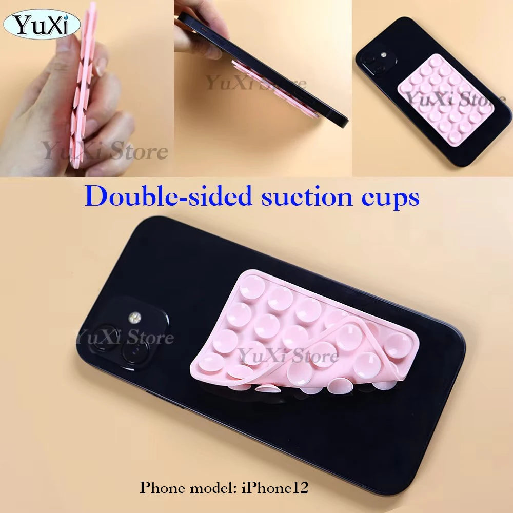 Double Side Silicone Suction Pad With Dry Wet Cleaning Wipes For Mobile Phone Fixture Suction Cup Rubber Sucker Pad For Fixing