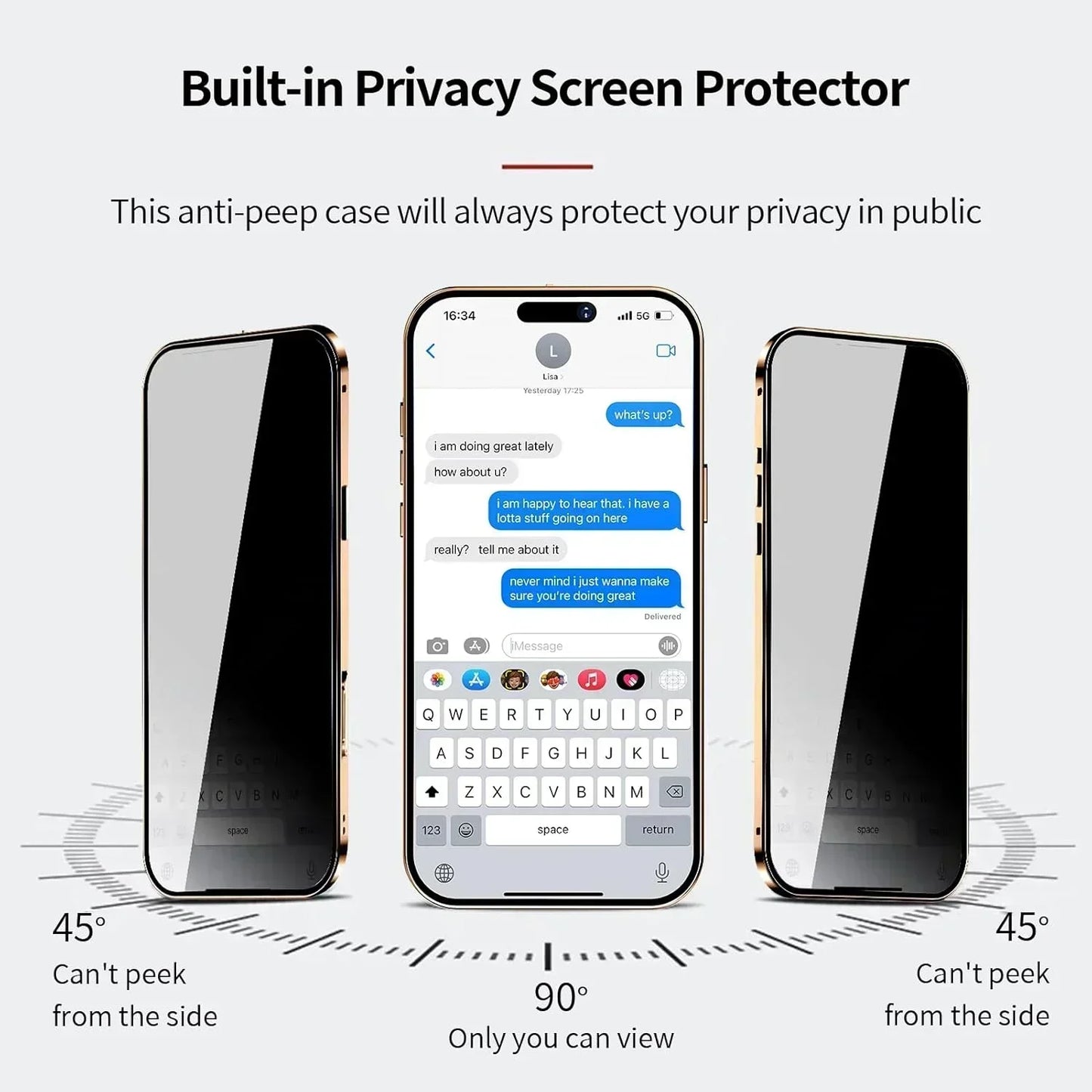 Privacy Glass Metal Frame Case for iPhone 16 Pro Max | PhonelyHub