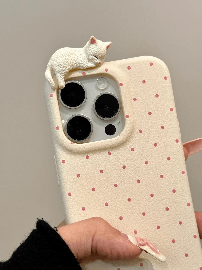 Cat Doll Leather Case for iPhone 16-11 – Cute Girls Style | PhonelyHub
