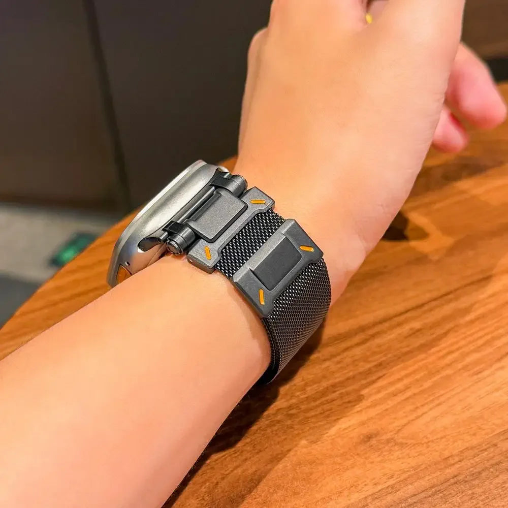 سوار ميلانو من الفولاذ المقاوم للصدأ لساعة Apple Watch Ultra 2/1 مقاس 49 مم 10 46 مم للرجال، سوار حلقي لساعة Iwatch 9 8 7 6 5 4 Se مقاس 45 مم 44 مم