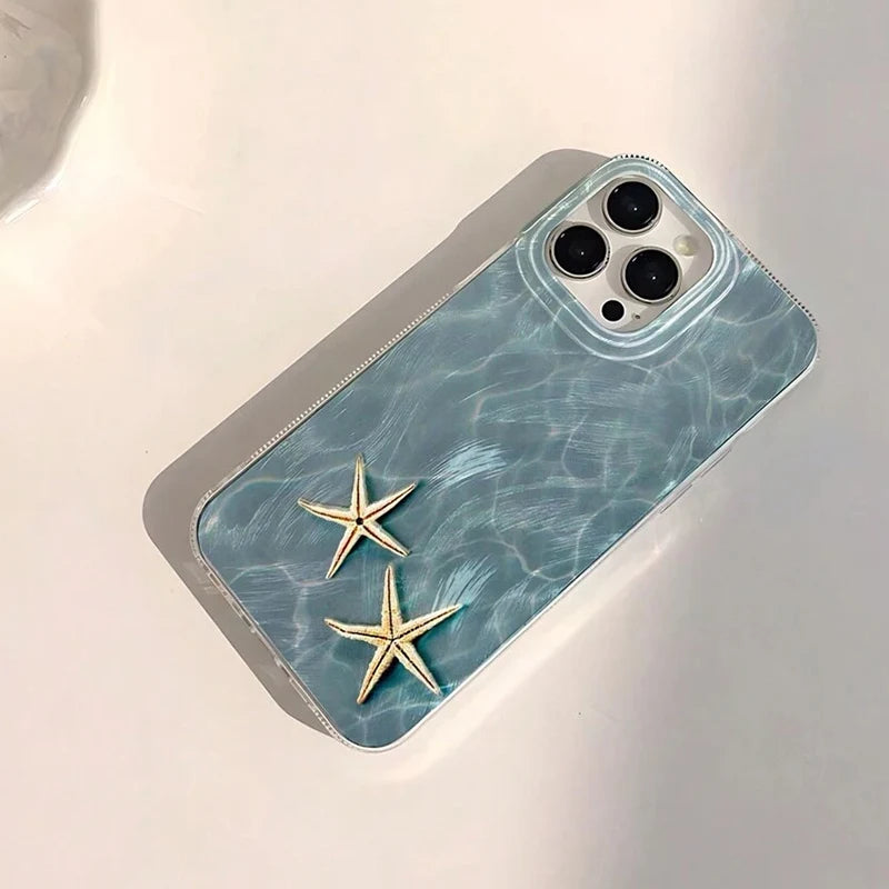 Cute Starfish Design Shiny Phone Case For iPhone 16E 16 15 14 Pro Max Plus 11 12 13 X XR XS Max 7 8 Plus SE2 Shockproof Cover