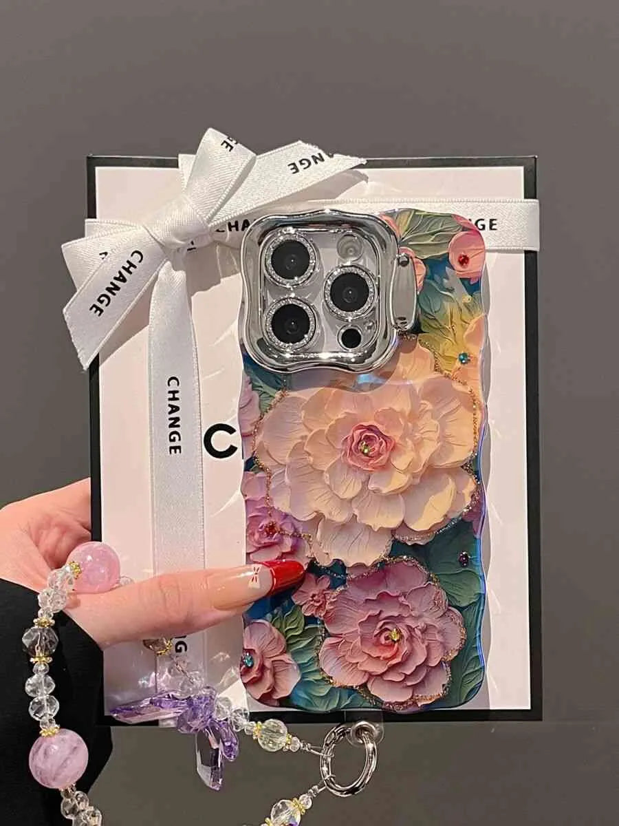 Luxury Floral Chain iPhone Case – Elegant Art Cover for iPhone 11–16 – PhonelyHub