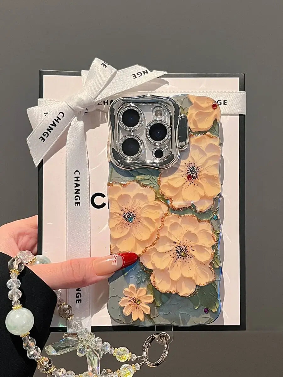 Luxury Floral Chain iPhone Case – Elegant Art Cover for iPhone 11–16 – PhonelyHub