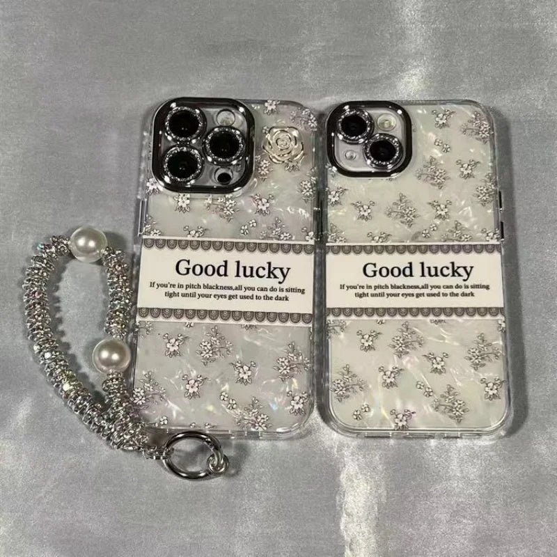 3D Camellia Shell Pattern Phone Case For iPhone 16 15 14 Plus 13 12 11 Pro Max Full Cover