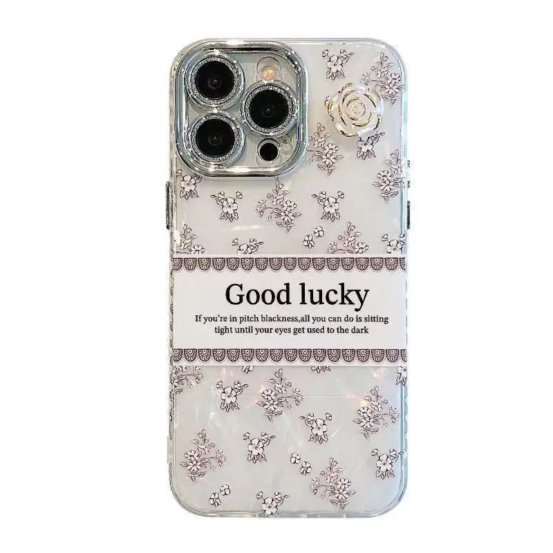 3D Camellia Shell Pattern Phone Case For iPhone 16 15 14 Plus 13 12 11 Pro Max Full Cover