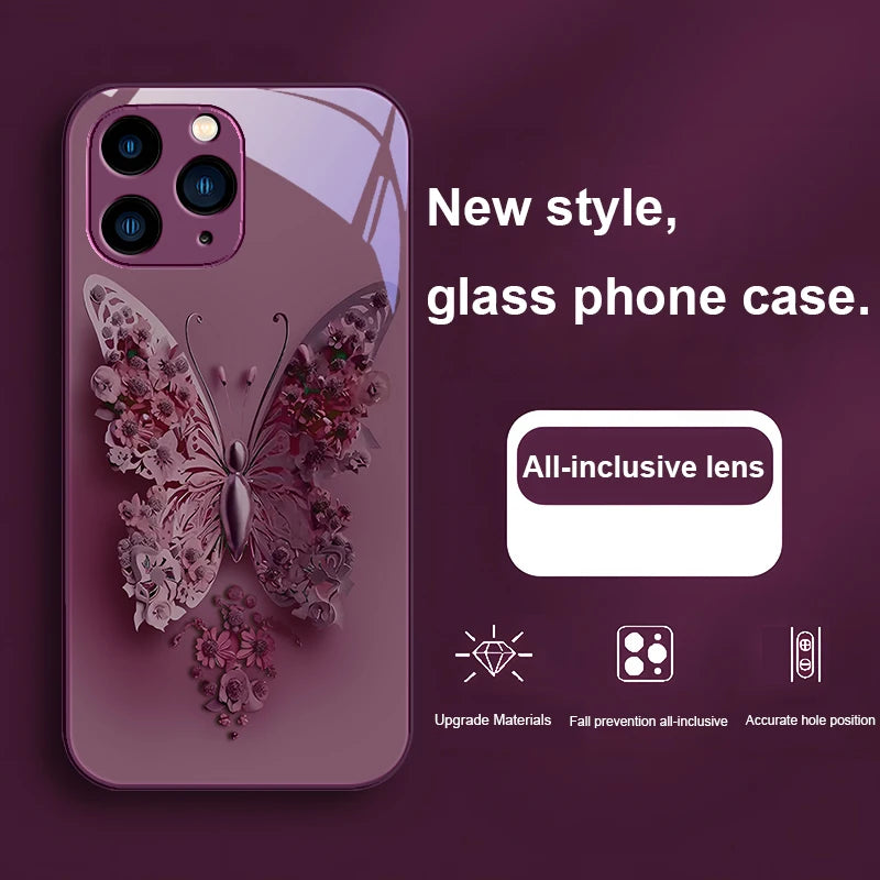 Far Peak Blue Flying Butte purple For Iphone 16 Plus 15 14 13 12 Mini 11 Pro Max X XS XR 7 8 Plus 2022 Tempered Glass Phone Case