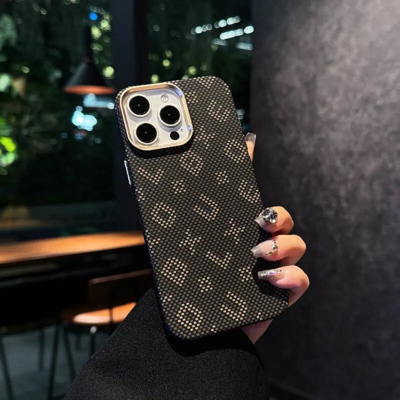 Carbon fiber textured letters with luminescent effect, suitable for shockproof magnetic phone cases of iPhone 14, 15 and 16
