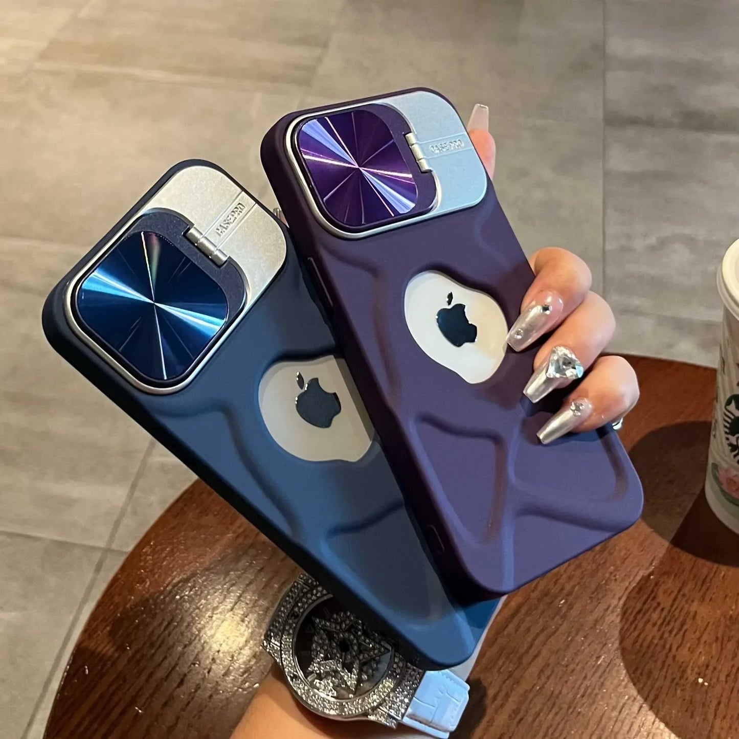 Fashion Logo Hole Magsafe Case for iPhone 16 11 12 13 14 15 Pro Max Plus Lens Protection Bracket Magnetic Wireless Charge Cover