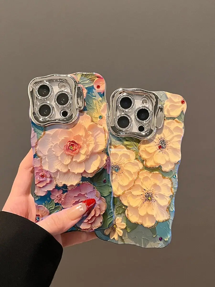 Luxury Floral Chain iPhone Case – Elegant Art Cover for iPhone 11–16 – PhonelyHub