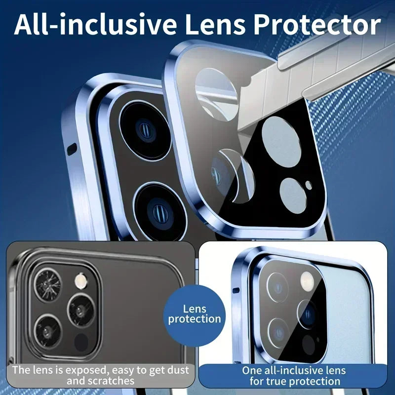 Privacy Glass Metal Frame Case for iPhone 16 Pro Max | PhonelyHub