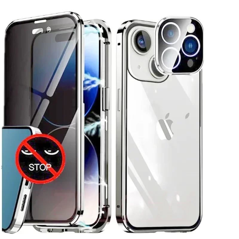 Privacy Glass Metal Frame Case for iPhone 16 Pro Max | PhonelyHub