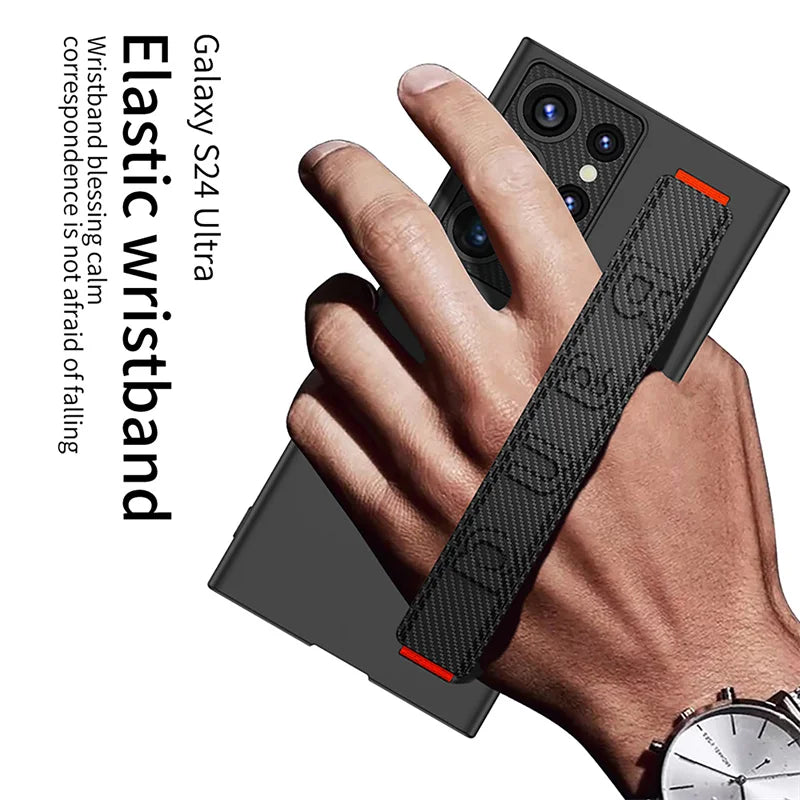 Luxury Wristband Holder Phone Case For Samsung Galaxy S23 S24 S22 S25 Ultra Ultra-thin Matte Shock-Absorbing Protective Case