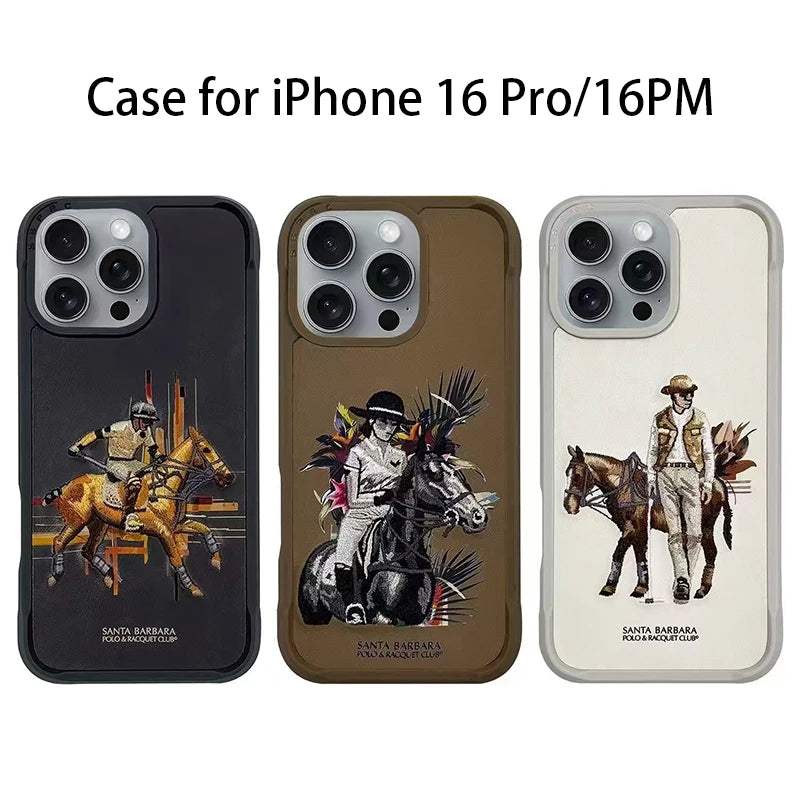 3D Embroidered Leather Case for iPhone 16 Pro Max | PhonelyHub