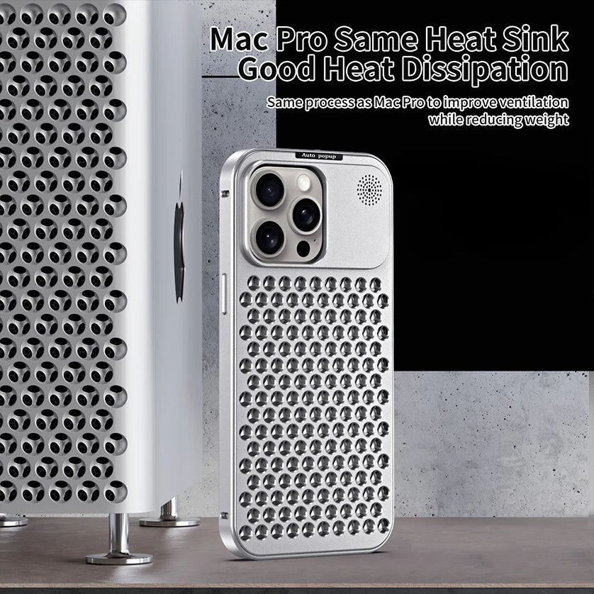 For iPhone 16 15 14 Plus 13 12 Pro Max Luxury Aluminum Metal Heat Dissipation Aromatherapy Phone Case Fragrance Cooling Cover