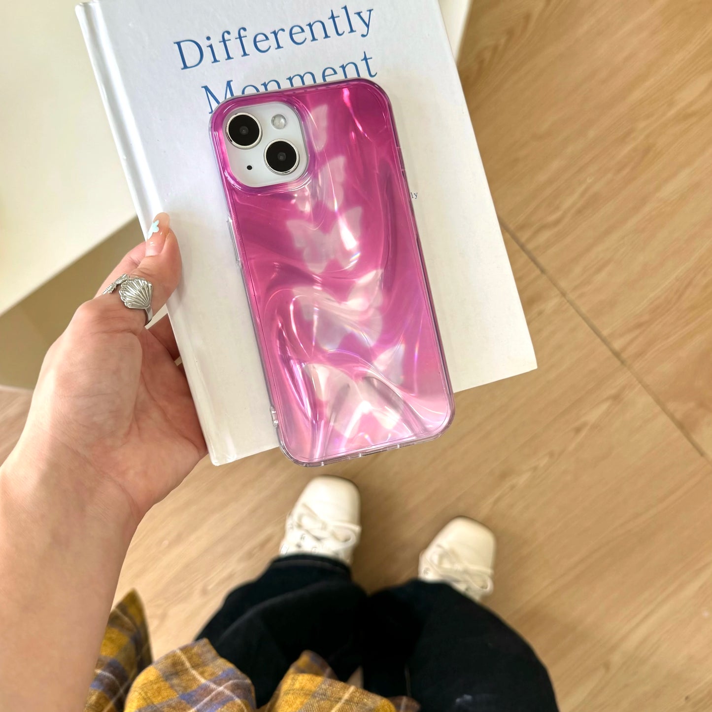 Pink Butterfly Ripple Case for iPhone 16/15/14 – PhonelyHub