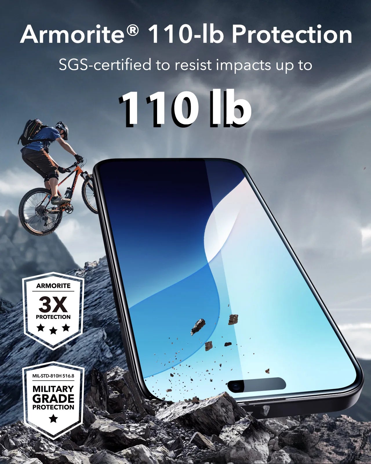 ESR for iPhone 16/15/14 Pro Max Tempered Glass Screen Protector HD Clear Privacy 3PCS Military Grade Screen Firm For 16/15 Plus