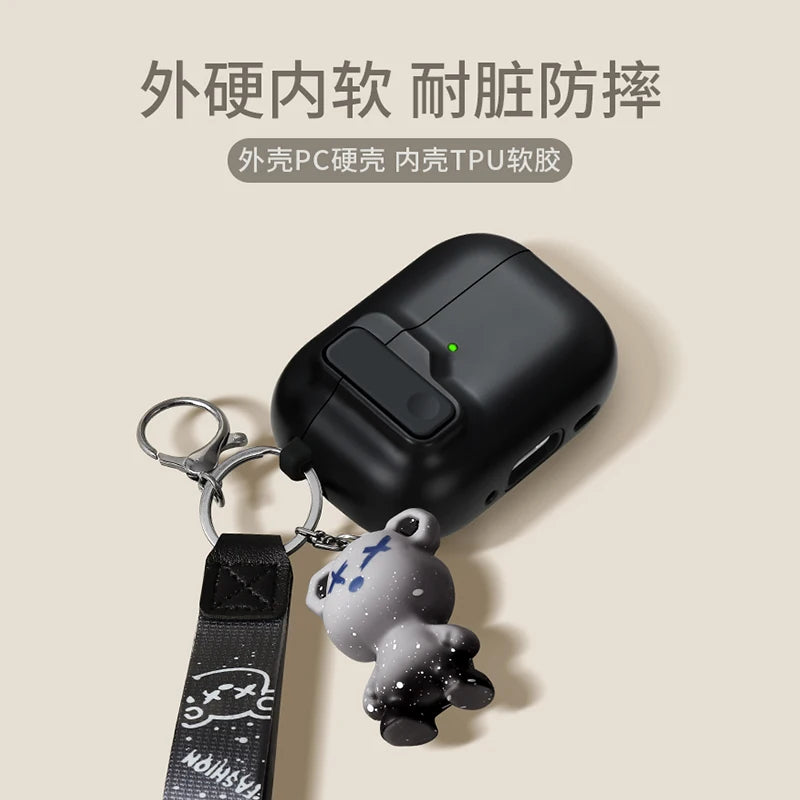Protective Case For Airpods 4 Cover Luxury Earphone Cover Case For Apple Airpodspro2 3Air Pods Pro Shockproof Sleve With Hook 