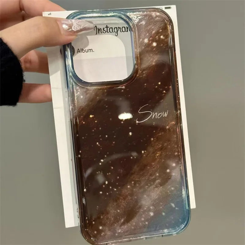 Simple Gradient Silver Black Phone Case For iPhone 16 15 14 13 12 11 Pro Max 7 8 Plus X XR XS SE2 Shockproof Silicone Soft Cover