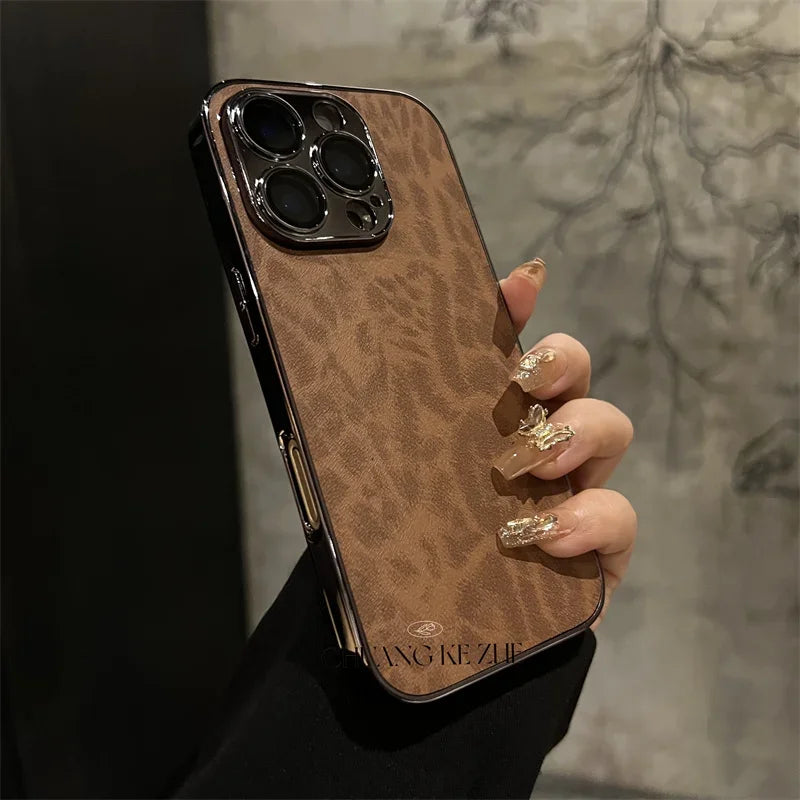 Leopard Texture Leather Case for iPhone 16 Pro Max | PhonelyHub