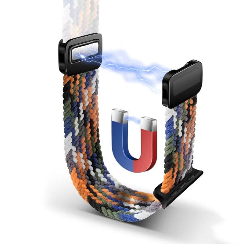 Braided Band For Apple Watch Strap 44mm 40mm 45mm 46mm 49mm 41mm 38 Magnetic Nylon Bracelet iWatch series se 7 6 8 9 10 Ultra 2