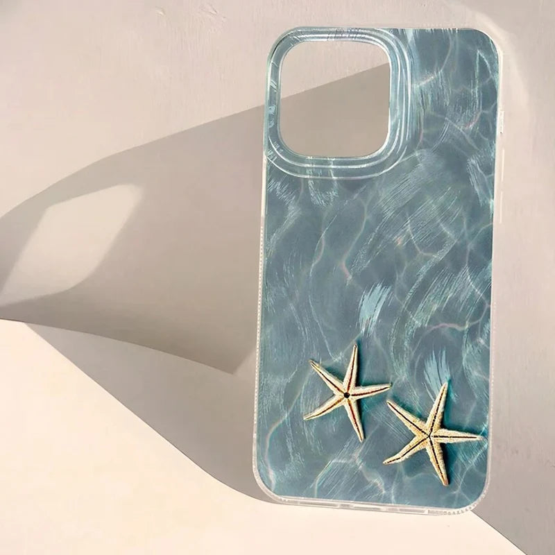 Cute Starfish Design Shiny Phone Case For iPhone 16E 16 15 14 Pro Max Plus 11 12 13 X XR XS Max 7 8 Plus SE2 Shockproof Cover