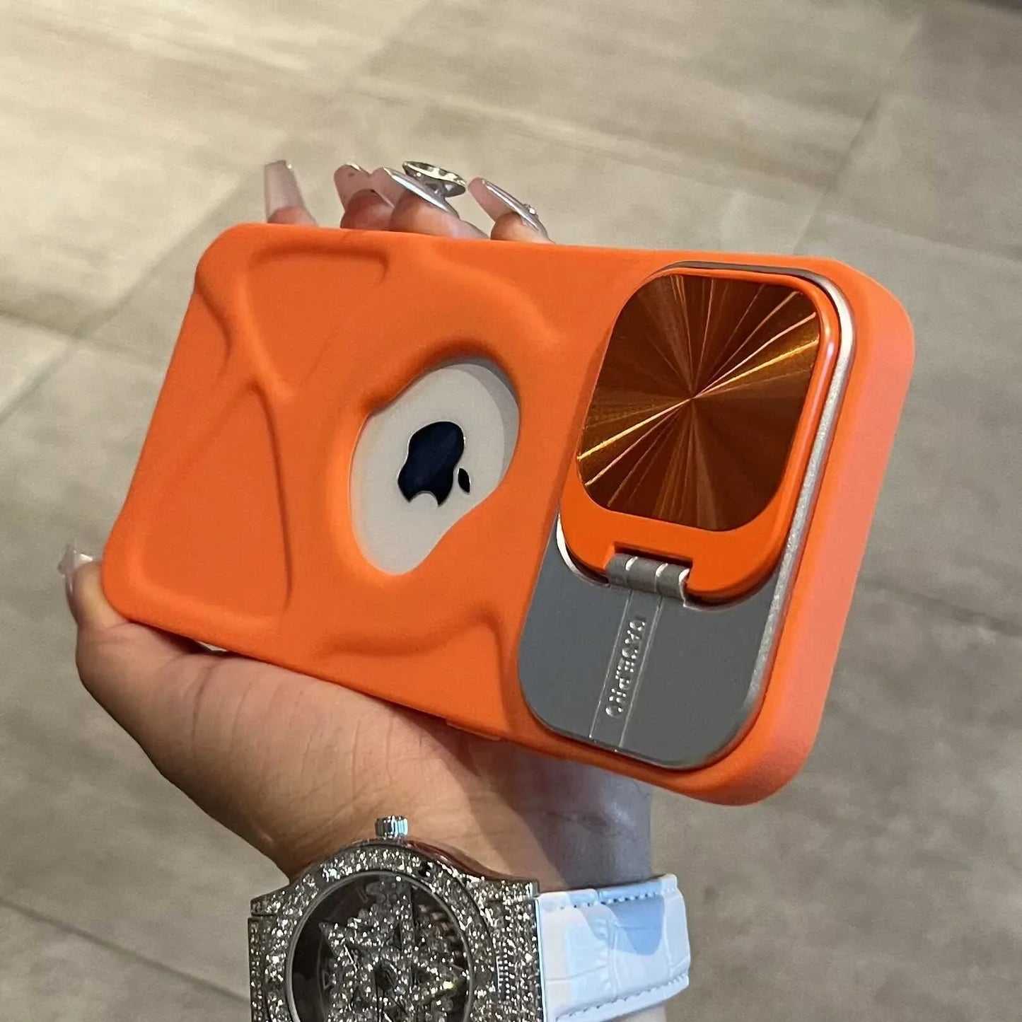 Fashion Logo Hole Magsafe Case for iPhone 16 11 12 13 14 15 Pro Max Plus Lens Protection Bracket Magnetic Wireless Charge Cover