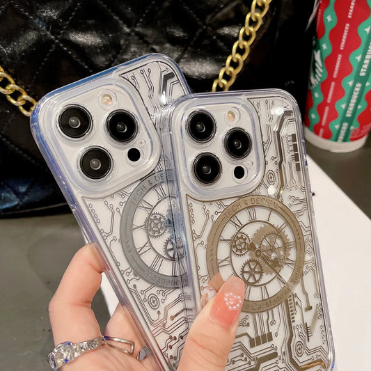 3D Modern Circuit Cyberpunk Magnetic Case for iPhone 16 Pro Max 15 14 Plus 13 12 Cover Military Grade Protection For Magsafe