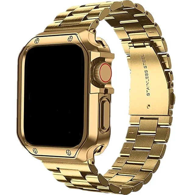 TPU Protector Case+Metal Strap For Apple Watch Ultra Band 46mm 49mm 45/44mm 41mm  Stainless steel Bracelet series 6 se 7 8 9 10