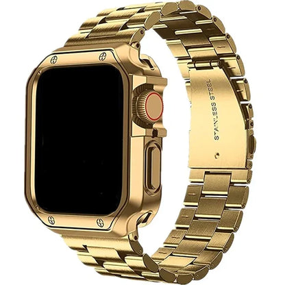 TPU Protector Case+Metal Strap For Apple Watch Ultra Band 46mm 49mm 45/44mm 41mm  Stainless steel Bracelet series 6 se 7 8 9 10