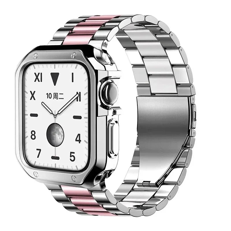 TPU Protector Case+Metal Strap For Apple Watch Ultra Band 46mm 49mm 45/44mm 41mm  Stainless steel Bracelet series 6 se 7 8 9 10