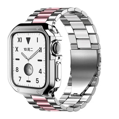 TPU Protector Case+Metal Strap For Apple Watch Ultra Band 46mm 49mm 45/44mm 41mm  Stainless steel Bracelet series 6 se 7 8 9 10