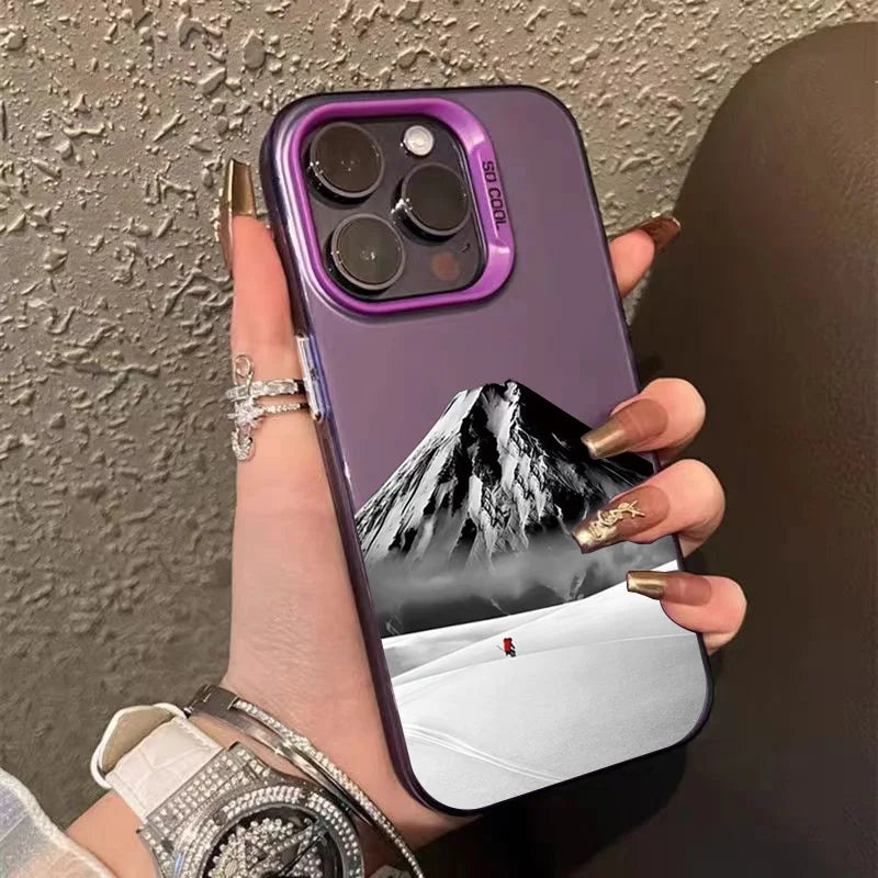 Black Mountain Phone Case For iPhone 16 15 14 13 12 11 Pro Max XS X XR 7 8 Plus SE 2022 Full Protection Shockproof Bumper Cover