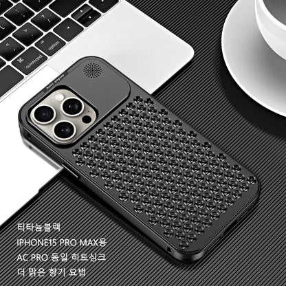 For iPhone 16 15 14 Plus 13 12 Pro Max Luxury Aluminum Metal Heat Dissipation Aromatherapy Phone Case Fragrance Cooling Cover