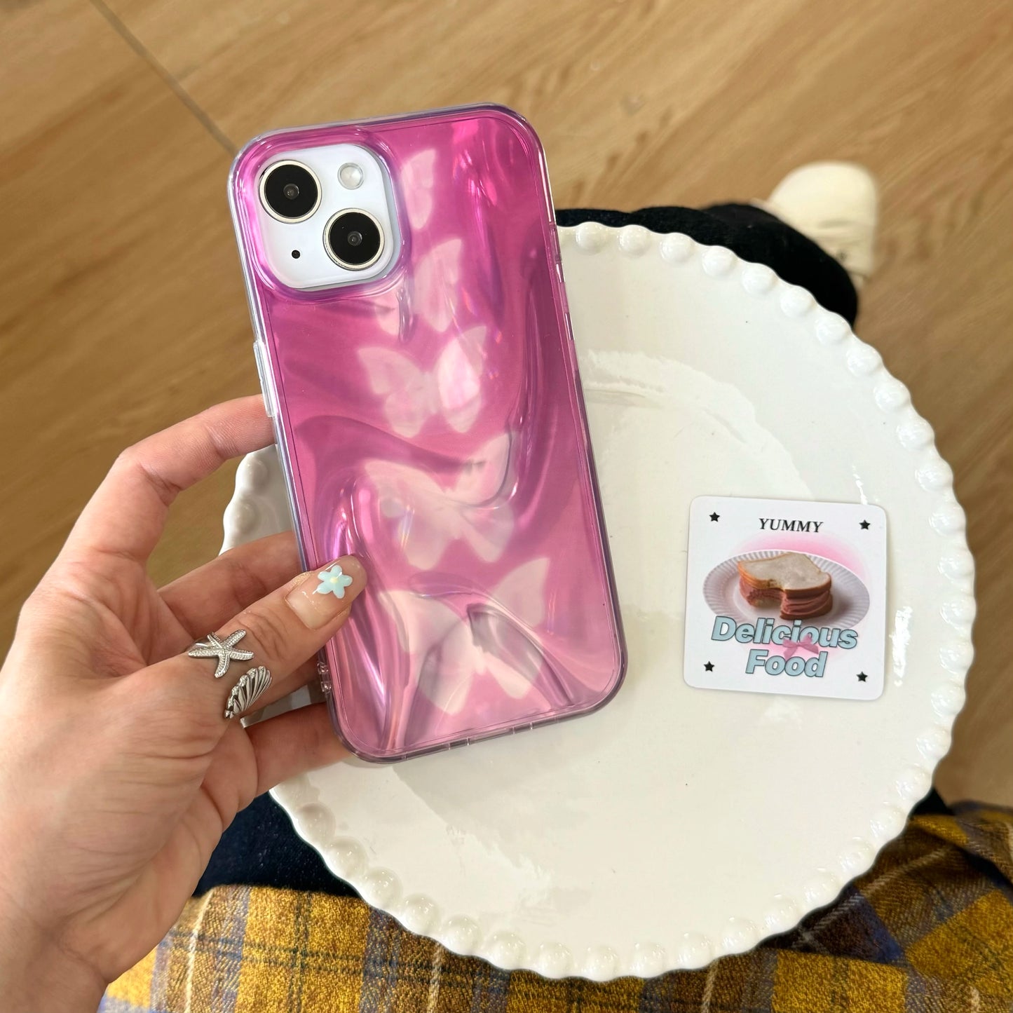 Pink Butterfly Ripple Case for iPhone 16/15/14 – PhonelyHub