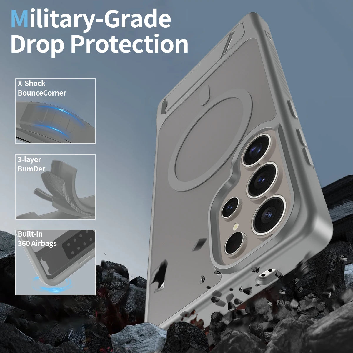Shockproof MagSafe Stand Case for Samsung S25 Ultra | PhonelyHub