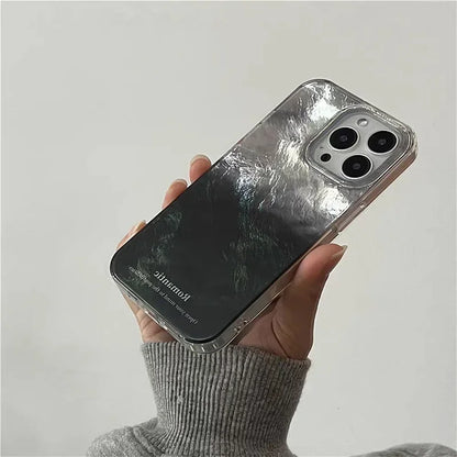 Simple Gradient Silver Black Phone Case For iPhone 16 15 14 13 12 11 Pro Max 7 8 Plus X XR XS SE2 Shockproof Silicone Soft Cover