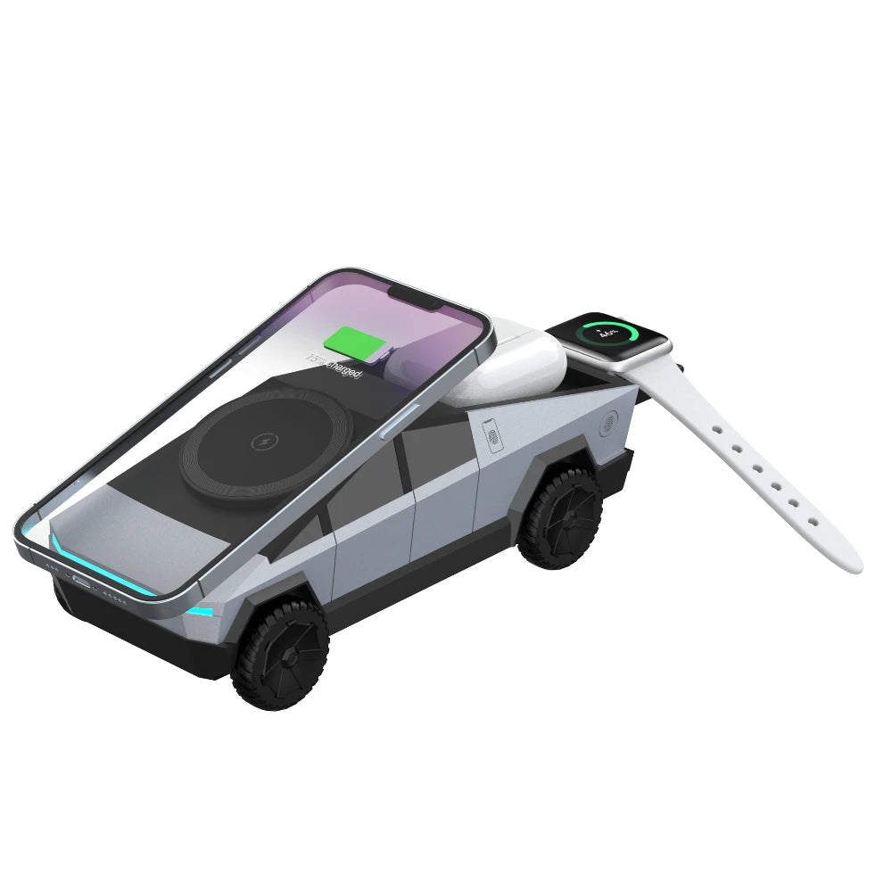 Cybertruck 3-in-1 Wireless Charger – MagSafe iPhone, Watch & AirPods – PhonelyHub