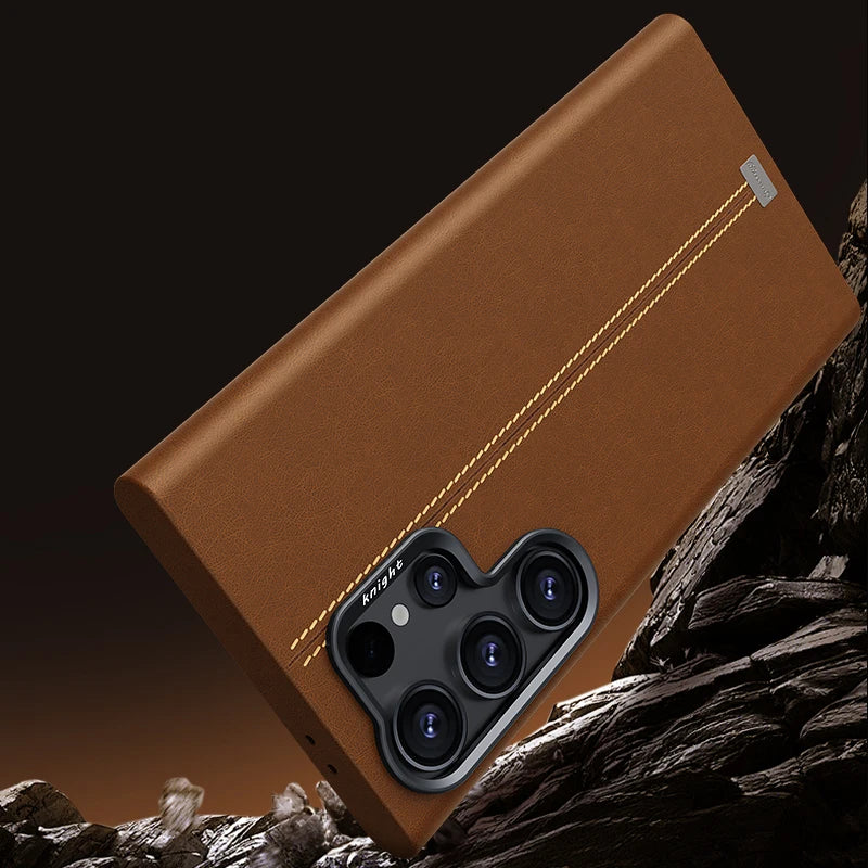 Samsung S25/S24 Ultra Retro Leather Case – MagSafe & Shockproof | PhonelyHub
